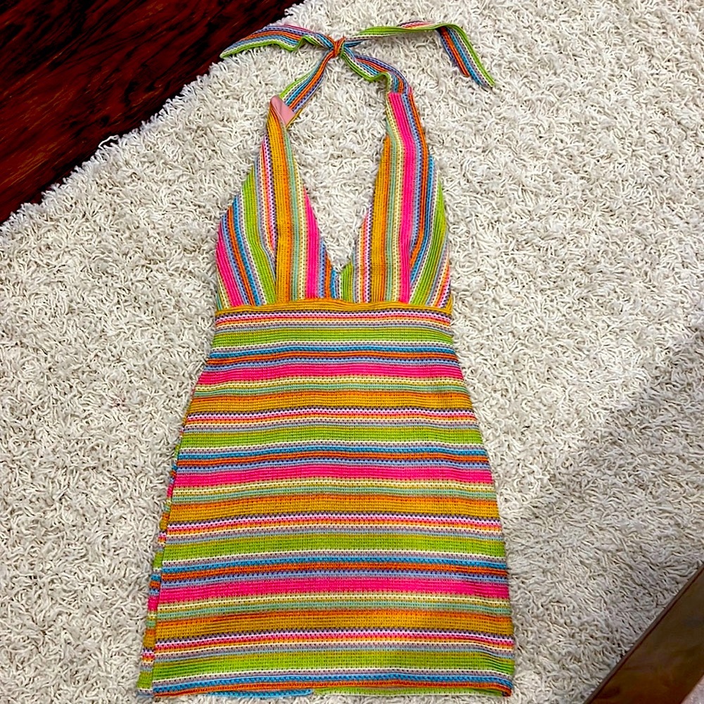 Multicolor halter dress